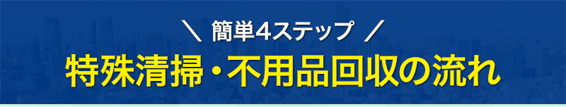 簡単４ステップ：特殊清掃、不用品回収の流れ